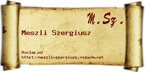 Meszli Szergiusz névjegykártya